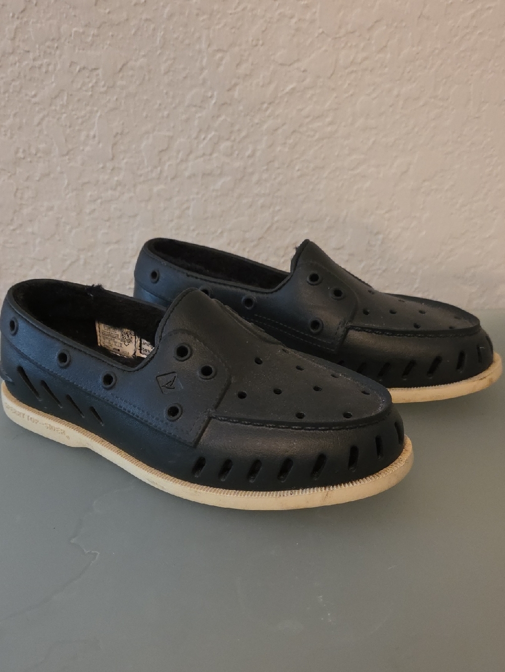 Sperry Authentic Original Float Cozy Boat  Womens Black Flats Size 9